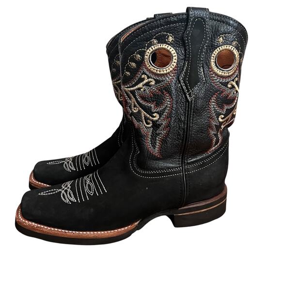 La Sierra Leather Square Toe Embroidered Western Boots Size 8 - Picture 2 of 14